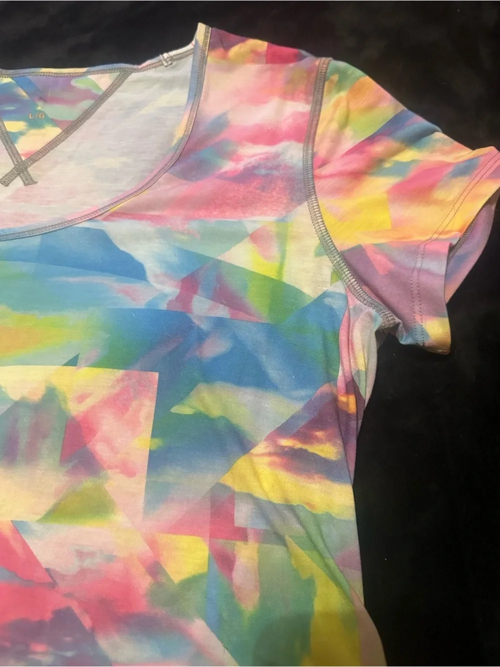 LUCY Brand  Multicolor Pastel Tie-Dye Crewneck Comfy Tee LARGE